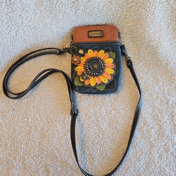 Chala Handbags - Chala Cellphone Purse Bag Crossbody Sunflower Bee Adjustable Convertible Strap